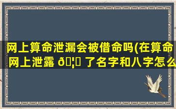 网上算命泄漏会被借命吗(在算命网上泄露 🦟 了名字和八字怎么办)